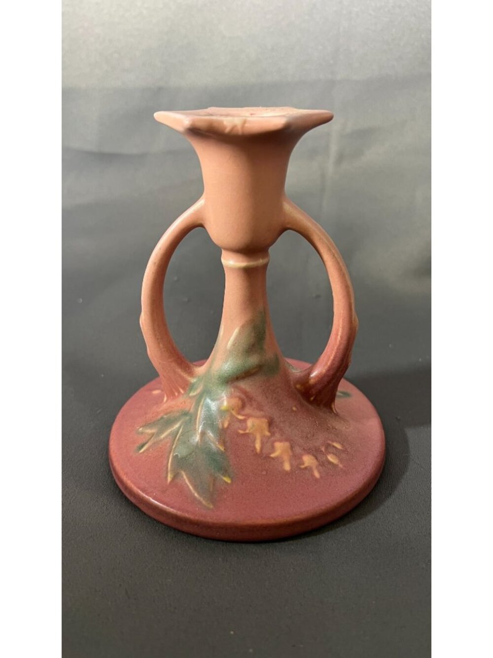 Roseville Pottery Bittersweet Double Handle Candlestick Holder